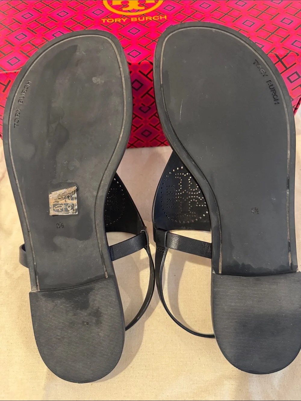 Tory Burch Perforated T Strap Sandal. Ladies 8.5